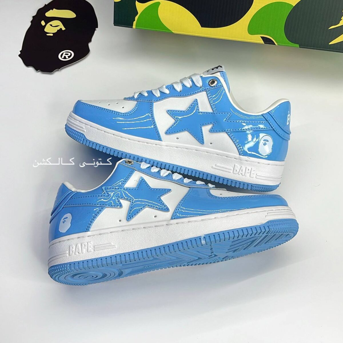 کتونی بیپ استا سفید آبی Bape STA
