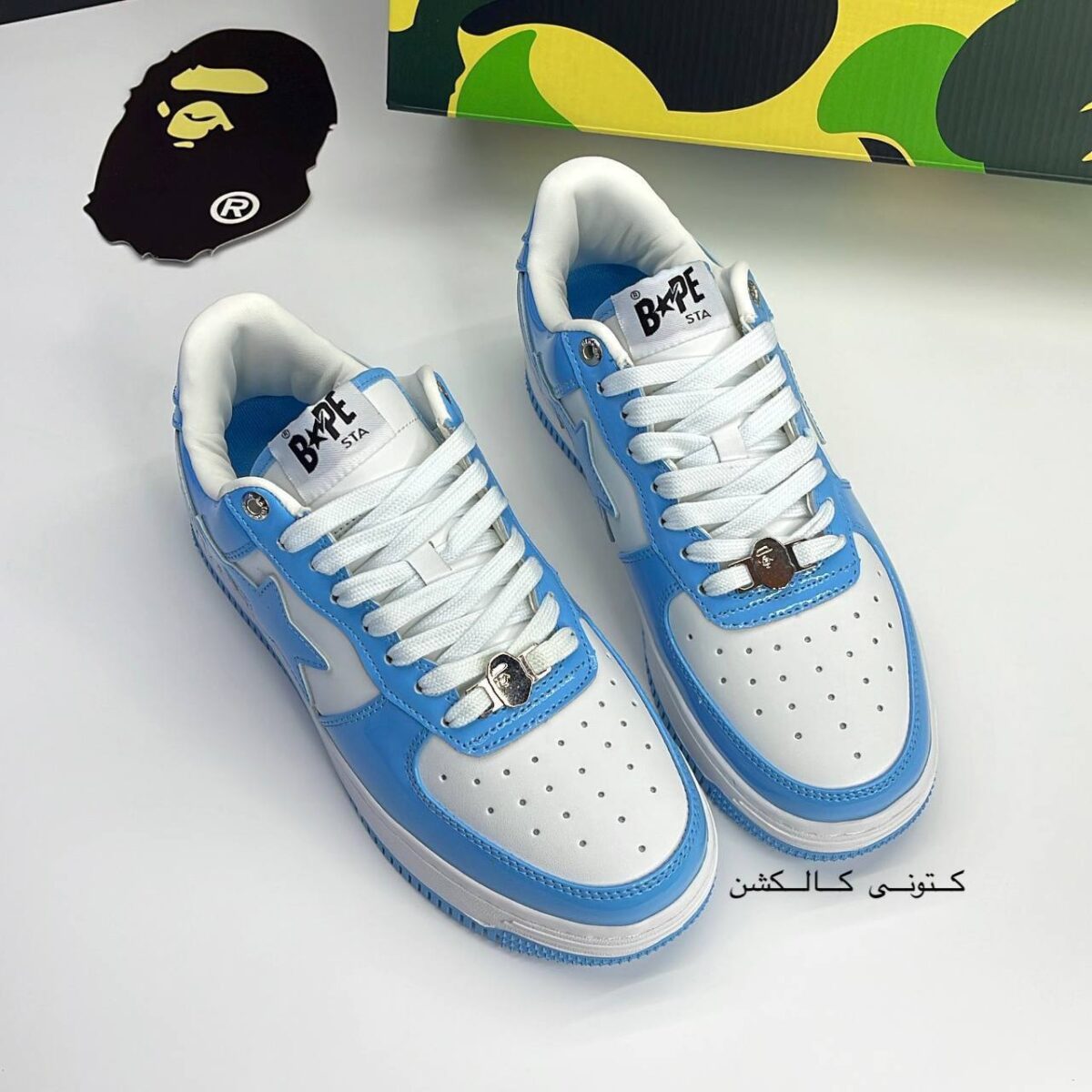کتونی بیپ استا سفید آبی Bape STA